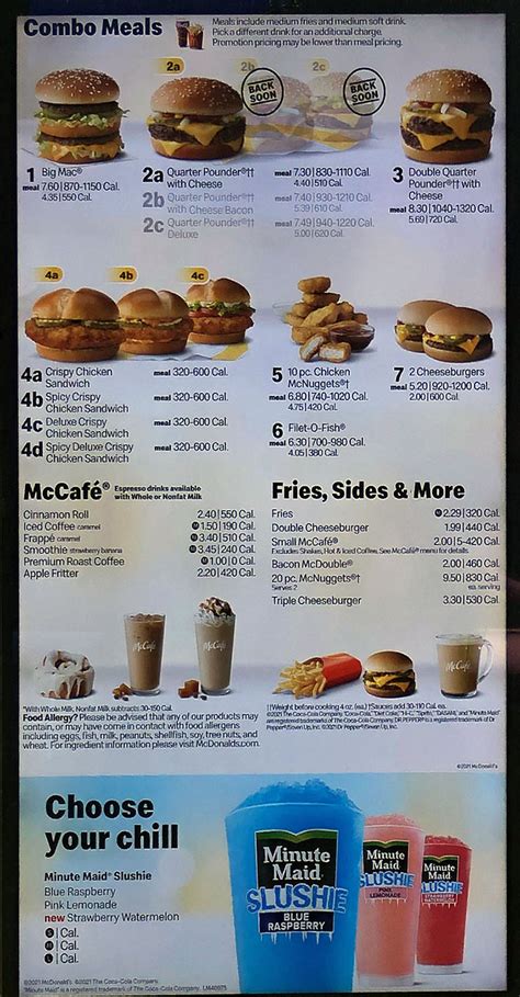 mcdonald's menu prices 2021
